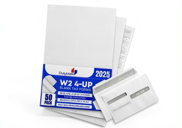 Dutymark 4-Up W-2 Blank Tax Forms 25 Pack 8.5 x 11 Paper Perforated-6