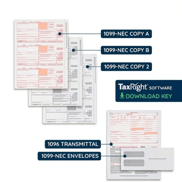 Blue Summit 1099-NEC Bundle 50 Forms with Envelopes-1