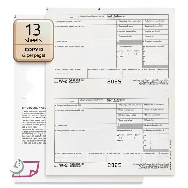 NextDayLabels W-2 Tax Form Kit 25 Sets with Self-Sealing Envelopes-4