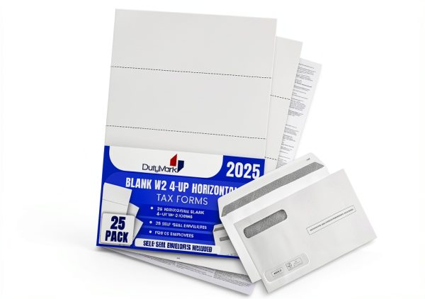 Dutymark W-2 Forms Set for QuickBooks Online 4‑Up Horizontal Paper Tax-7