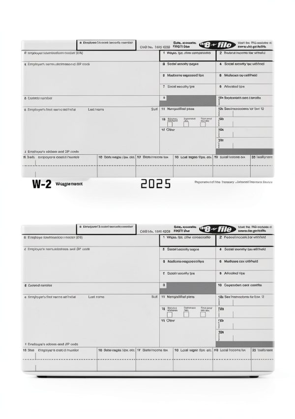W2 Forms 2025 Bundle by FENTASY 6‑Part Tax Form Pack for 25 Employees-2