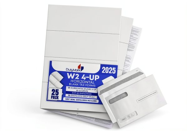 Dutymark W-2 Forms Set for QuickBooks Online 4‑Up Horizontal Paper Tax-0