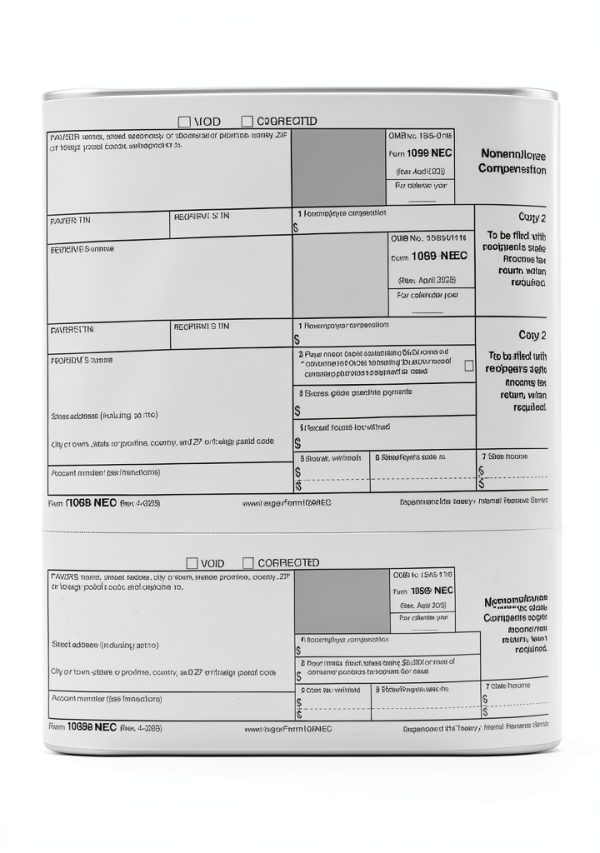 FENTASY 1099 NEC Forms 2025 Bundle 25 Vendor Paper Tax Forms-3