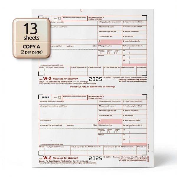 NextDayLabels W-2 Tax Form Kit 25 Sets with Self-Sealing Envelopes-1