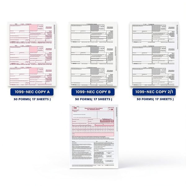 Dutymark 1099 NEC Form 3 Part 50 Pack for 25 Vendors 20lb Paper-1