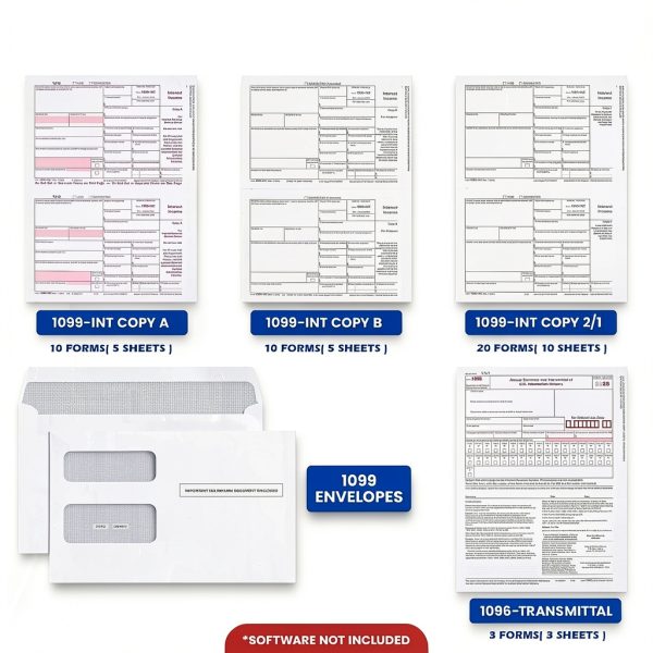 Dutymark 1099-INT Income Tax Form Value Pack 10 Sets with Envelopes-1