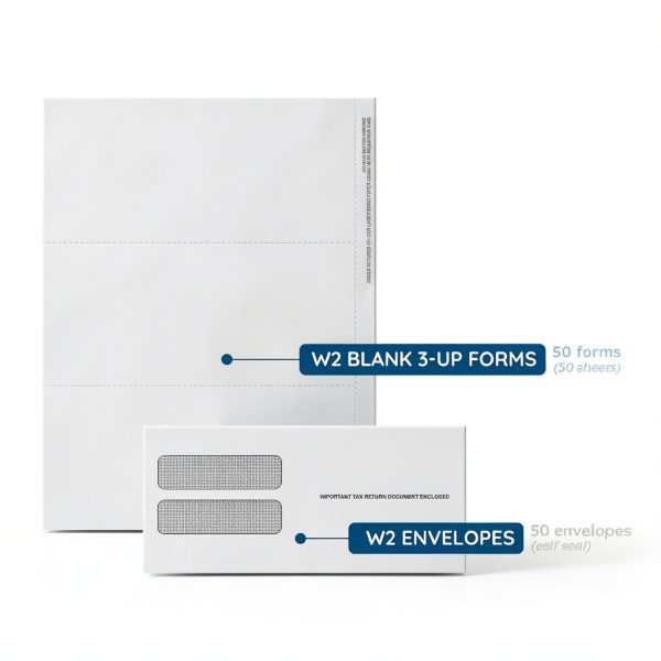 Blue Summit Supplies 3‑Up W2 Tax Forms 2025 50 Forms & Envelopes-1