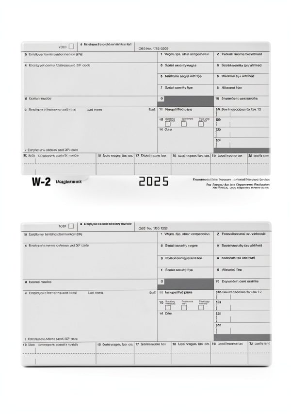 W2 Forms 2025 Bundle by FENTASY 6‑Part Tax Form Pack for 25 Employees-4
