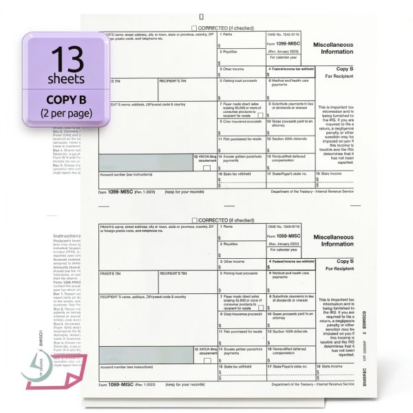 NextDayLabels 2025 1099-MISC Forms 25 Forms + 25 Self-Seal Envelopes-2