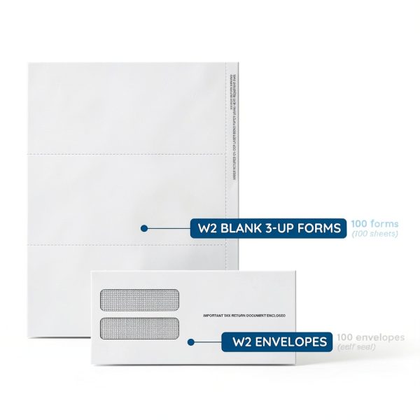 Blue Summit Supplies 2025 3‑Up W‑2 Tax Forms Bundle with Envelopes-1