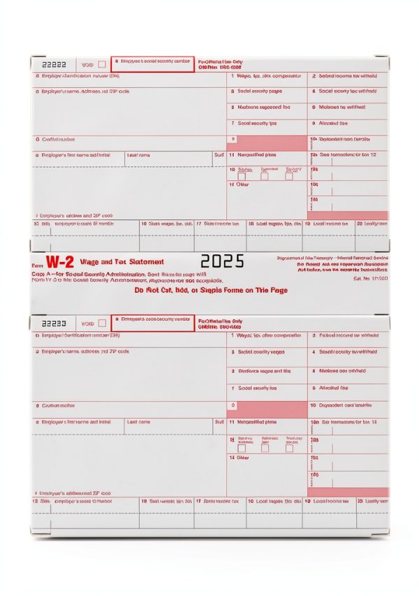 W2 Forms 2025 Bundle by FENTASY 6‑Part Tax Form Pack for 25 Employees-1