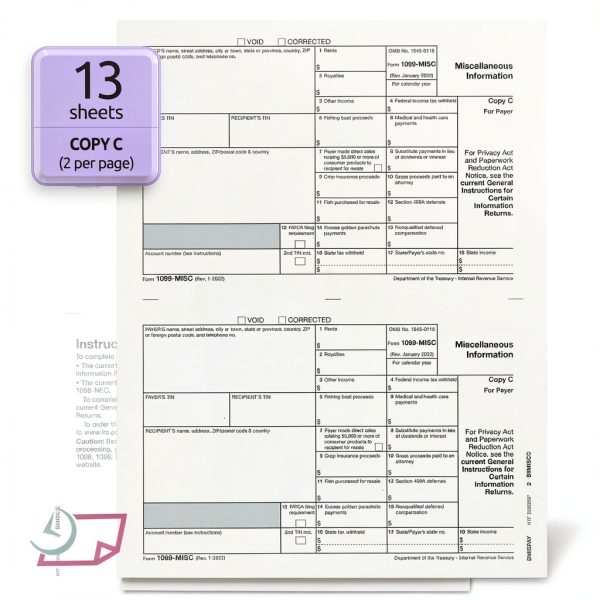 NextDayLabels 2025 1099-MISC Forms 25 Forms + 25 Self-Seal Envelopes-3