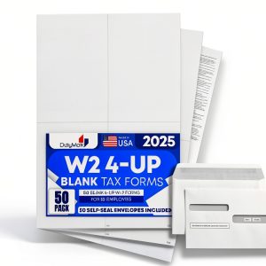 Dutymark 4-Up W-2 Blank Tax Forms 25 Pack 8.5 x 11 Paper Perforated-0