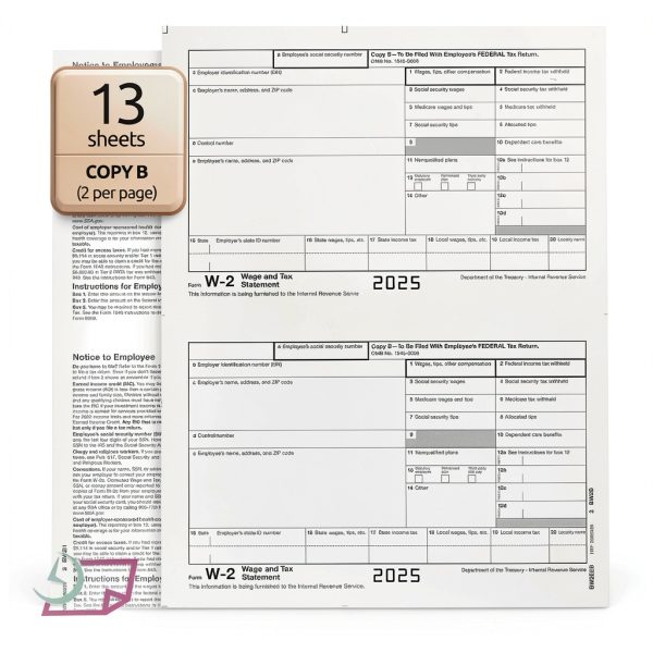 NextDayLabels W-2 Tax Form Kit 25 Sets with Self-Sealing Envelopes-2