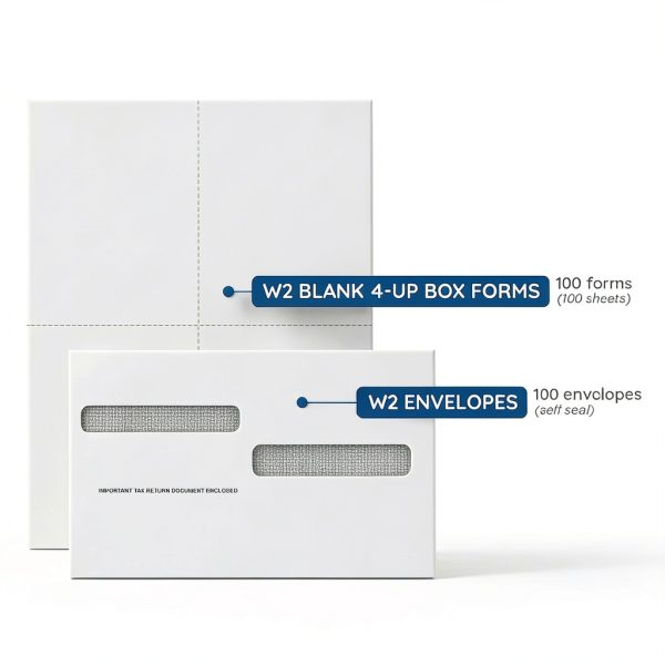 2025 W-2 Forms 4-Up 100 Forms + 100 Envelopes Blue Summit Supplies-1
