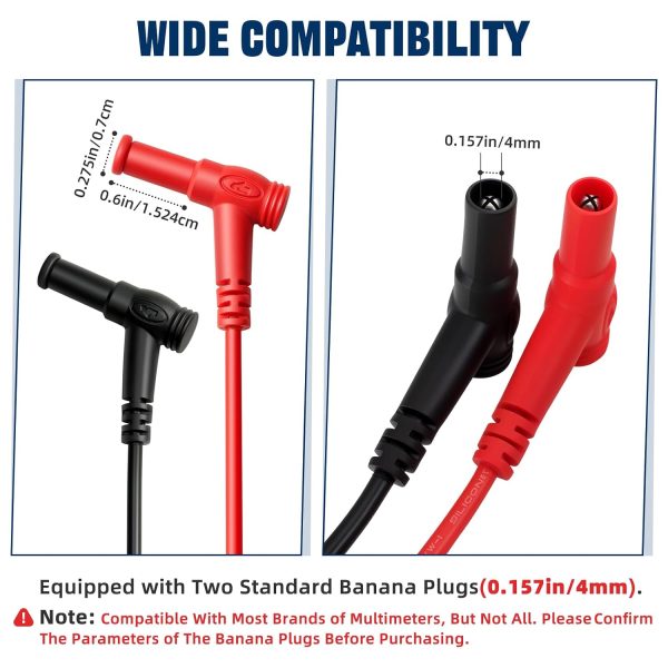 Professional Multimeter Test Leads 1000V 20A 40.5in, Heavy Duty Silicone Test Leads with Ultra-Hard Gold-Plated Test Probes, 0.16in/4mm Banana Plugs for Fluke/AstroAI/INNOVA/Klein Multimeter-5