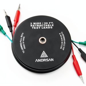 ANDRSAN 3-wire 20-ft Retractable Test Leads 18 Gauge Alligator Clips-0