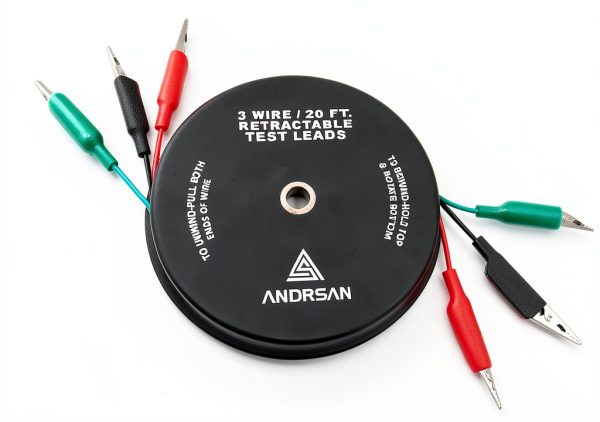 ANDRSAN 3-wire 20-ft Retractable Test Leads 18 Gauge Alligator Clips-0