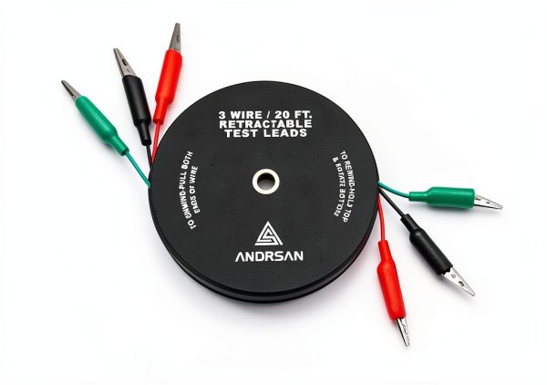 ANDRSAN 3-wire 20-ft Retractable Test Leads 18 Gauge Alligator Clips-1
