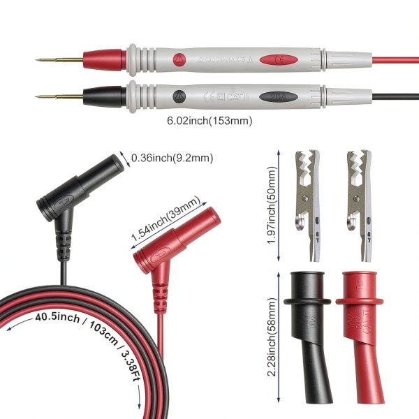 Professional Multimeter Test Leads 1000V 20A Cuqojs Gold-Plated Leads-1